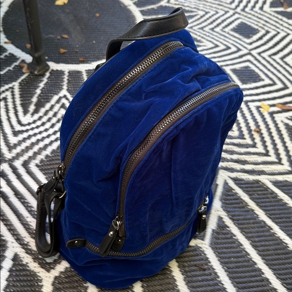 Elegant Blue Velvet Backpack - Picture 2 of 8